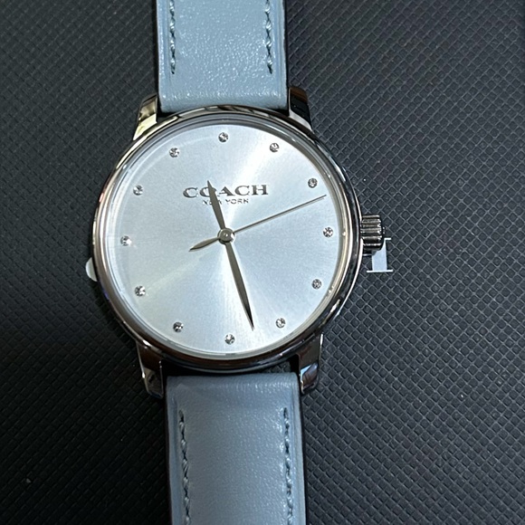 Coach Grand Watch With 36mm Silver Face & Light Green Tone Leather Band - Picture 1 of 6